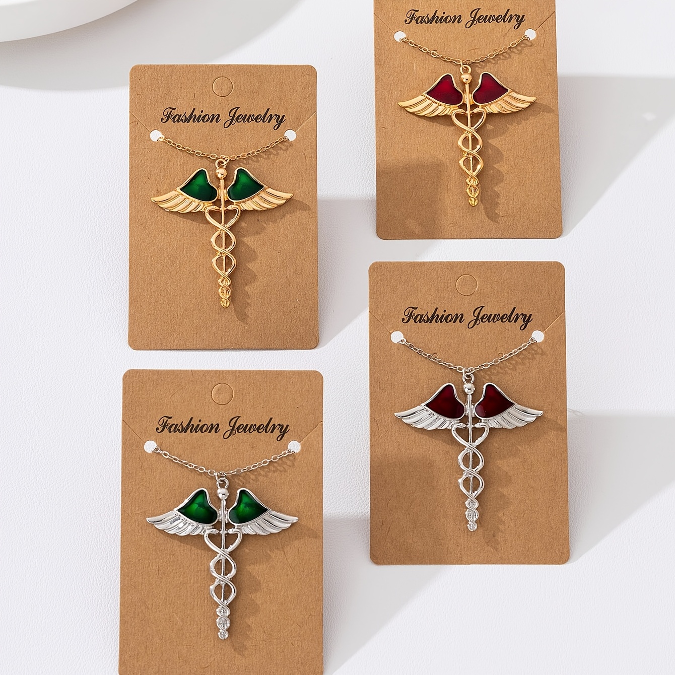 Women's Vintage Angel Wing Cross Pendant Necklace